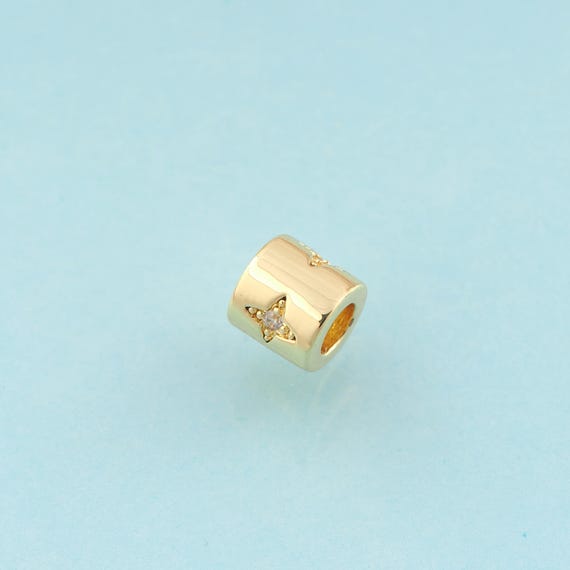 CZ Cross Star Tube Spacer Beads,Tube Beads,Star Beads for DIY Jewelry Making,18K Gold