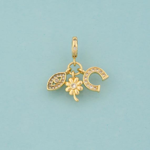 Gold CZ Evil Eye Charms,Devil Eye Jewelry,Flower Pendant for DIY Jewelry Making,18K Gold