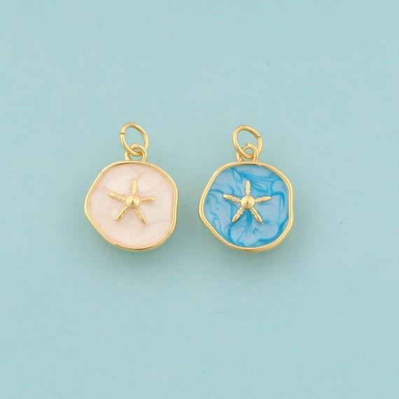 Gold Starfish Charms,Starfish Jewelry,Enamel Starfish Pendant for DIY Jewelry Making,18K Gold