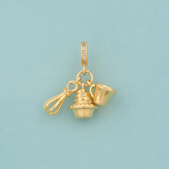 Gold CZ Mixer Charms,Cream Jewelry,Cup Pendant for DIY Jewelry Making,18K Gold