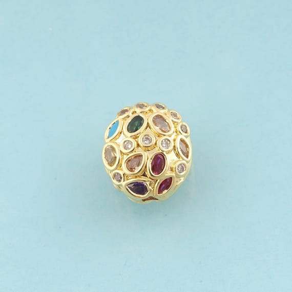 CZ Egg Spacer Beads,Oval Beads,Flat Beads for DIY Jewelry Making,18K Gold