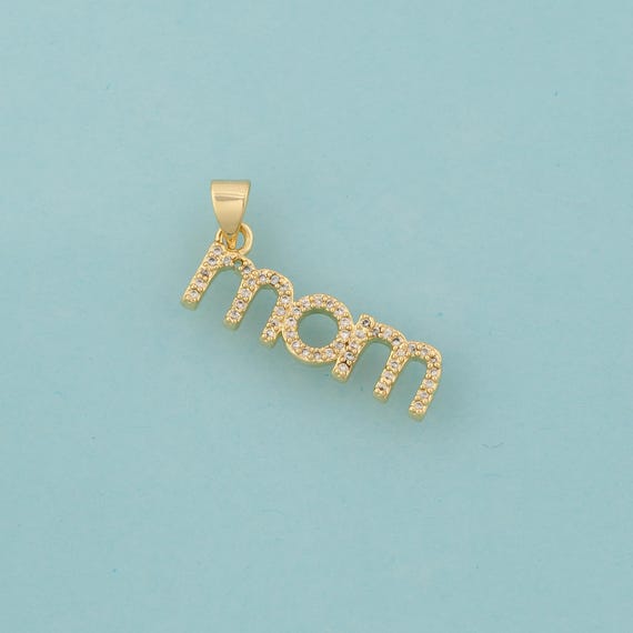 Gold CZ Letter Charms,MOM Jewelry,Letter Pendant for DIY Jewelry Making,18K Gold