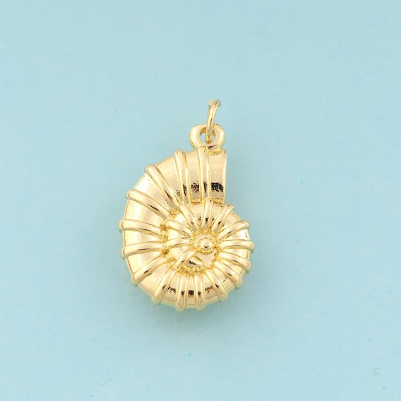 Gold Snail Shell Charms,Shell Jewelry,Snail Shell Pendant for DIY Jewelry Making,18K Gold