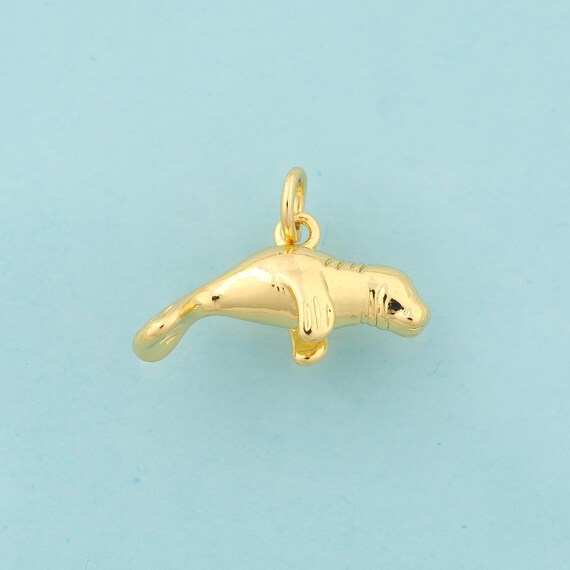 Gold Seal Charms,Marine Life Jewelry,Sea Lion Pendant for DIY Jewelry Making,18K Gold