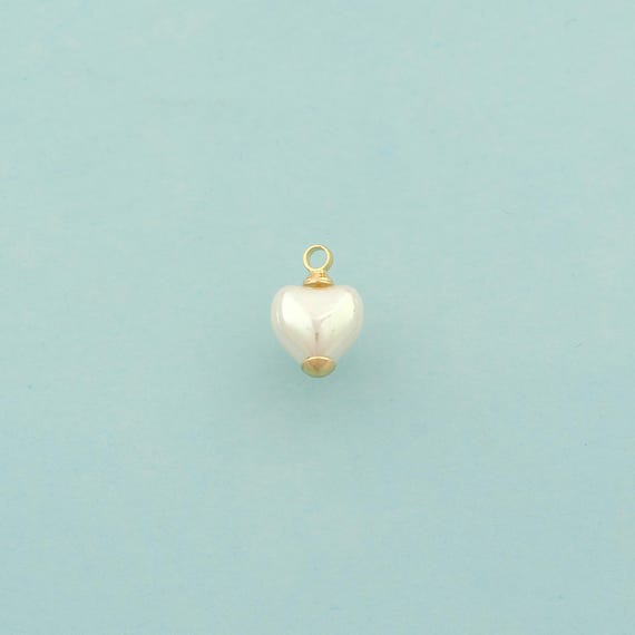 Gold Pearl Charms,Heart Pearl Jewelry,Pearl Pendant for DIY Jewelry Making,18K Gold