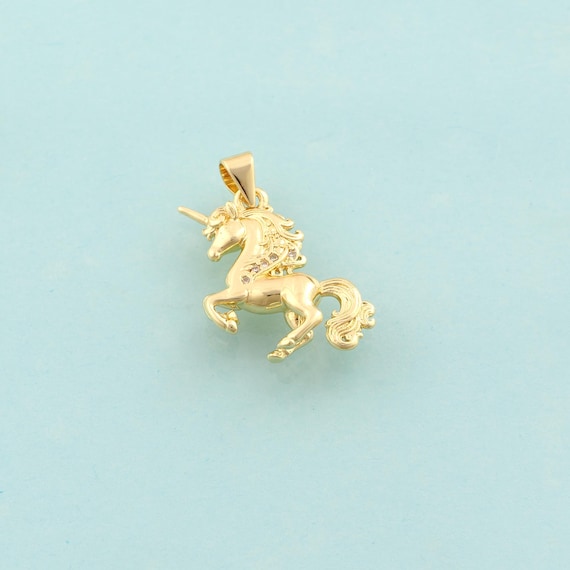 Gold CZ Unicorn Charms,Unicorn Jewelry,Unicorn Pendant for DIY Jewelry Making,18K Gold