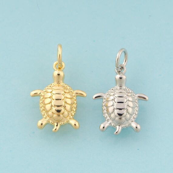 Gold Turtle Charms,Turtle Jewelry,Turtle Pendant for DIY Jewelry Making,18K Gold & Rhodium