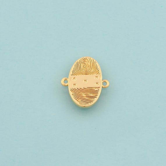 Gold CZ Fingerprint Connector,Oval Jewelry Connector,Star Connector for DIY Jewelry Making,18K Gold