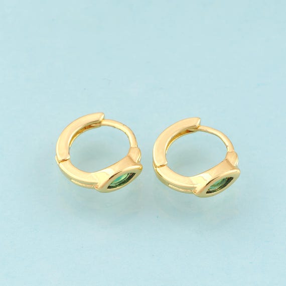 Gold CZ Hoop Earrings,Hugging Hoop Jewelry Earrings,Hoop Earrings,Gift for Her,18K Gold
