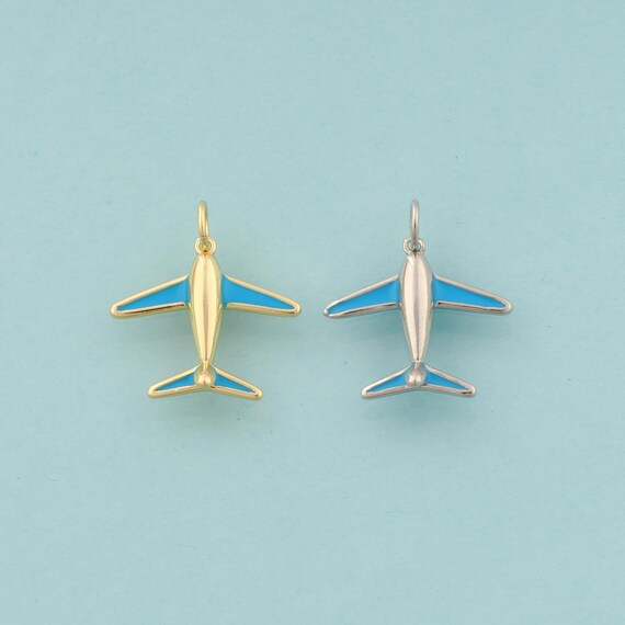 Gold Enamel Airplane Charms,Airplane Jewelry,Airplane Pendant for DIY Jewelry Making,18K Gold