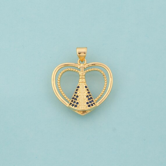 Gold CZ Pope Charms,Heart Jewelry,Christian Pendant for DIY Jewelry Making,18K Gold