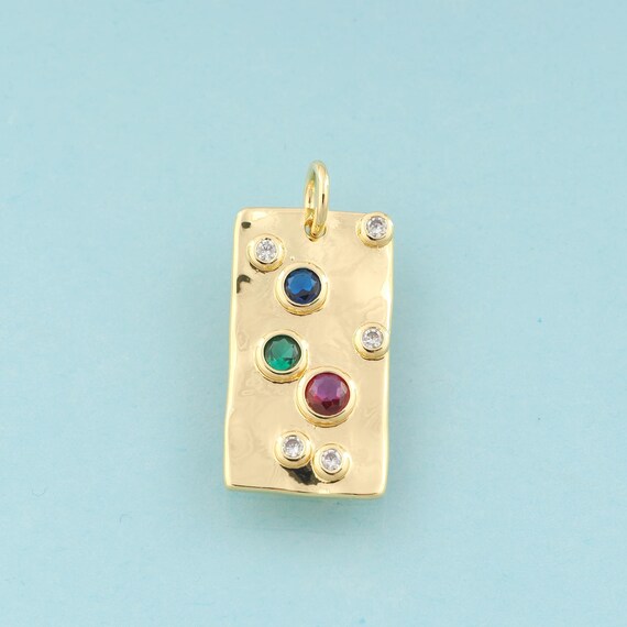 Gold CZ Square Charms,Square Jewelry,Minimalist Pendant for DIY Jewelry Making,18K Gold