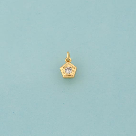 5 pcs Gold CZ Pentagon Charms,Pentagon Jewelry,Pentagon Pendant for DIY Jewelry Making,18K Gold