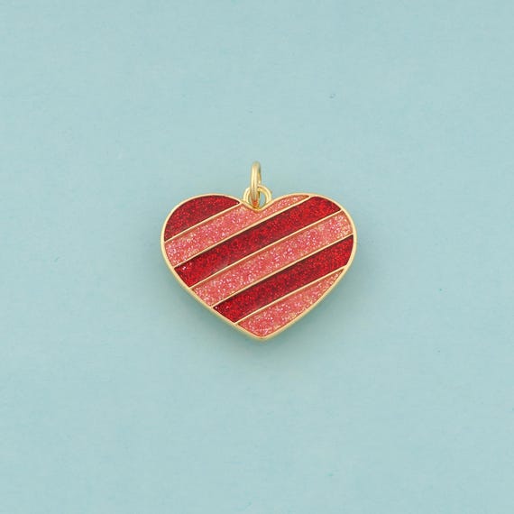 Gold Heart Charms,Love Jewelry,Enamel Heart Pendant for DIY Jewelry Making,18K Gold