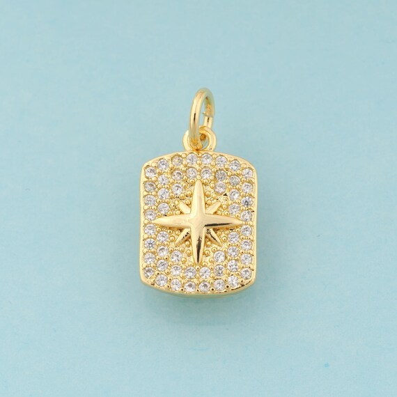 Gold CZ Polaris Charms,Star Jewelry,Star Pendant for DIY Jewelry Making,18K Gold