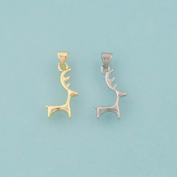 Gold Deer Charms,Elk Jewelry,Animal Pendant for DIY Jewelry Making,18K Gold