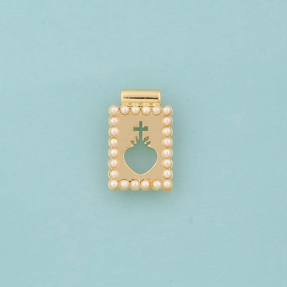 Gold Cross Charms,Pearl Jewelry,Heart Pendant for DIY Jewelry Making,18K Gold