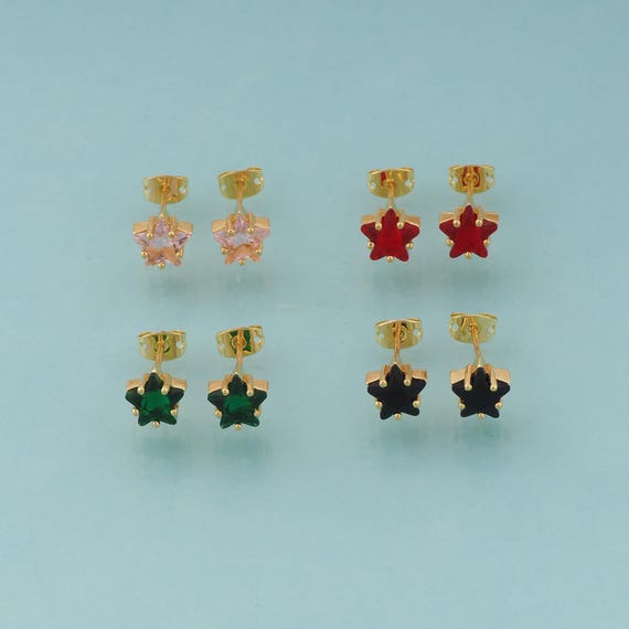 Gold CZ Star Stud Earrings,Celestial Jewelry Stud Earrings,Starburst Stud Earrings,Gift for Her,18K Gold