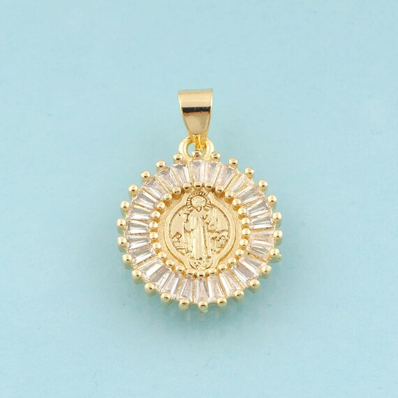 Gold CZ Jesus Charms,Religious Jewelry,Christian Pendant for DIY Jewelry Making,18K Gold