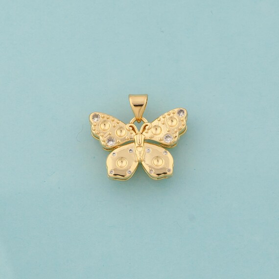 Gold CZ Butterfly Charms,Insect Jewelry,Butterfly Pendant for DIY Jewelry Making,18K Gold