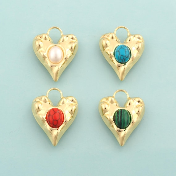 Gold Heart Charms,Love Jewelry,Heart Pendant for DIY Jewelry Making,18K Gold