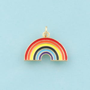 Gold Enamel Rainbow Charms,Minimalist Jewelry,Rainbow Pendant for DIY Jewelry Making,18K Gold