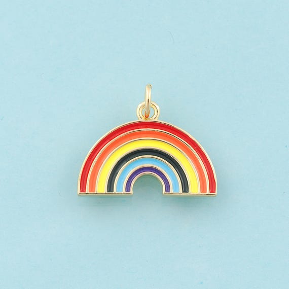 Gold Enamel Rainbow Charms,Minimalist Jewelry,Rainbow Pendant for DIY Jewelry Making,18K Gold