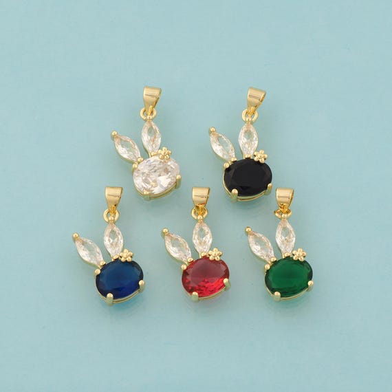 Gold Rabbit Charms,Animal Jewelry,CZ Rabbit Pendant for DIY Jewelry Making,18K Gold