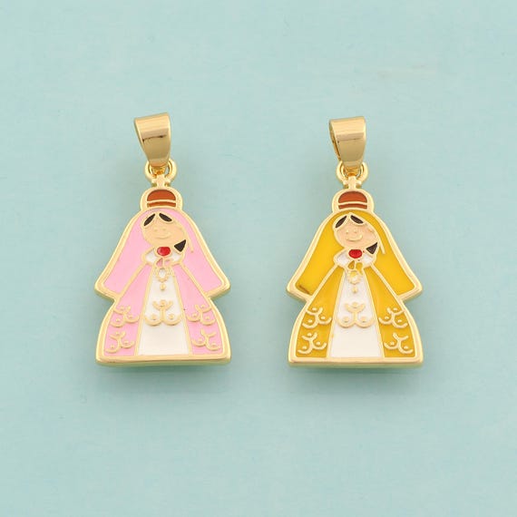 Gold Princess Charms,Princess Jewelry,Enamel Princess Pendant for DIY Jewelry Making,18K Gold