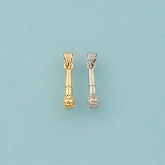Gold Microphone Charms,Microphone Jewelry,Microphone Pendant for DIY Jewelry Making,18K Gold