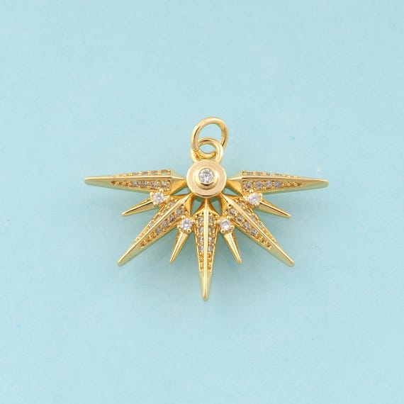 Gold CZ Polaris Charms,Star Jewelry,Polaris Pendant for DIY Jewelry Making,18K Gold