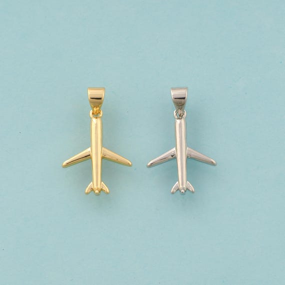 Gold Airplane Charms,Airplane Jewelry,Airplane Pendant for DIY Jewelry Making,18K Gold