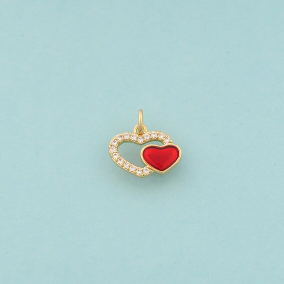 Gold Heart Charms,Love Jewelry,Enamel Heart Pendant for DIY Jewelry Making,18K Gold