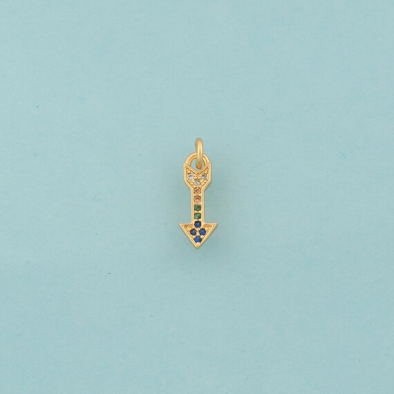 Gold CZ Arrow Charms,Arrow Jewelry,Arrow Pendant for DIY Jewelry Making,18K Gold