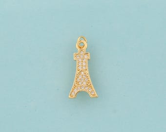 エッフェル塔ペンダント、エッフェル塔ネックレス、24Kゴールド