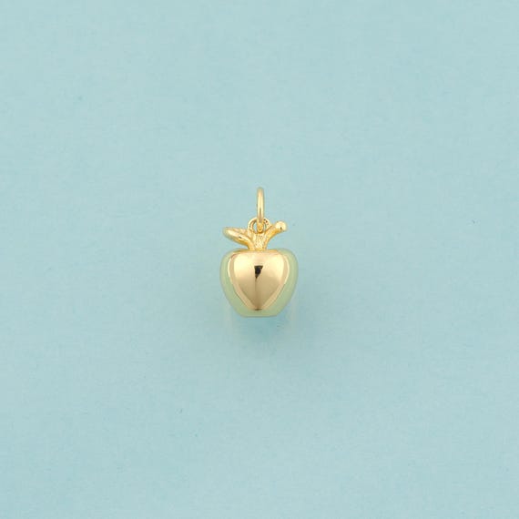 Gold Apple Charms,Fruit Jewelry,Apple Pendant for DIY Jewelry Making,18K Gold