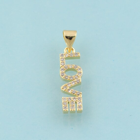 Gold CZ LOVE Charms,Letter Jewelry,Letter Pendant for DIY Jewelry Making,18K Gold