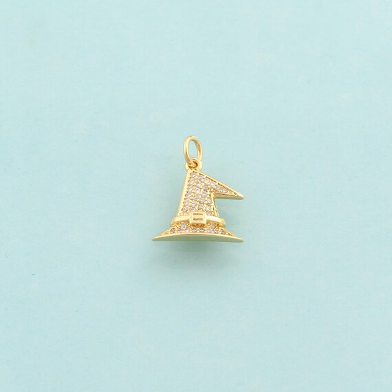Gold CZ Magic Hat Charms,Magic Hat Jewelry,Magic Hat Pendant for DIY Jewelry Making,18K Gold