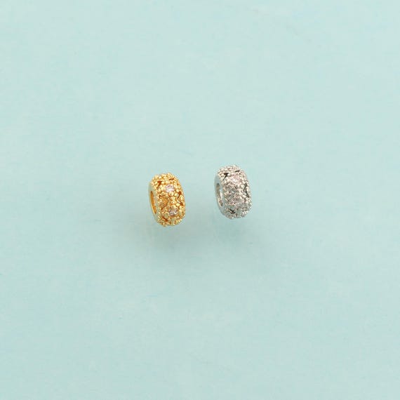 CZ Round Spacer Beads,Tube Beads,Round Tube Beads for DIY Jewelry Making,18K Gold & Rhodium