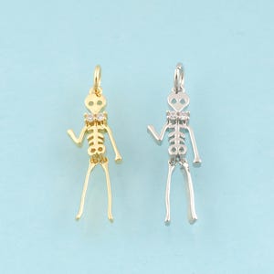 Gold CZ Skull Charms,Skull Jewelry,Skull Pendant for DIY Jewelry Making,18K Gold & Rhodium