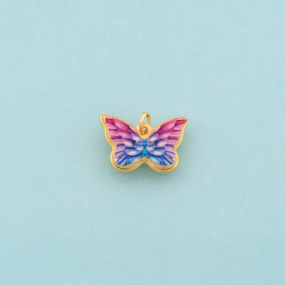 Gold Butterfly Charms,Insect Jewelry,Enamel Butterfly Pendant for DIY Jewelry Making,18K Gold