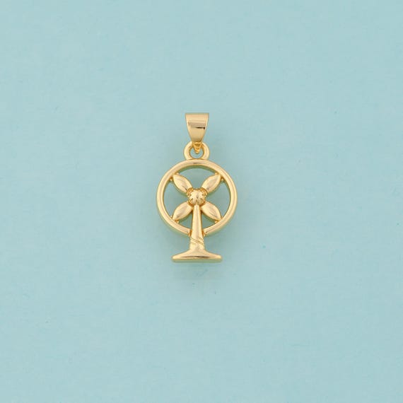 Gold Electric Fan Charms,Electric Fan Jewelry,Electric Fan Pendant for DIY Jewelry Making,18K Gold
