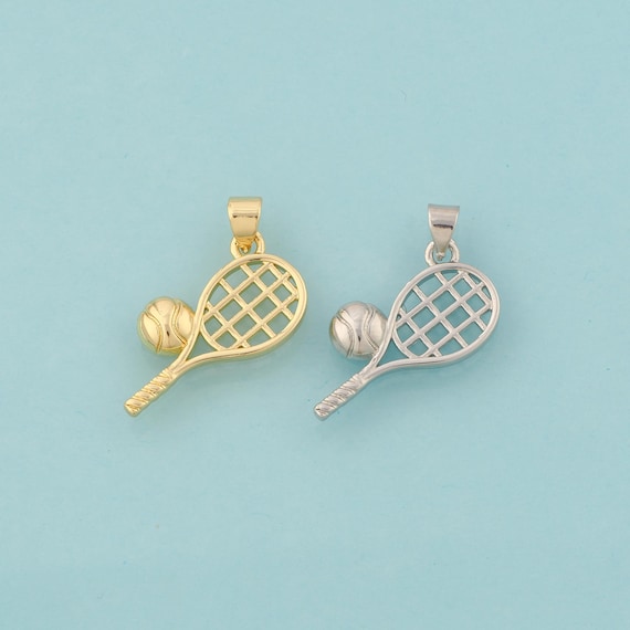 Gold Tennis Charms,Racket Jewelry,Tennis Pendant for DIY Jewelry Making,18K Gold