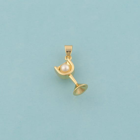 Gold Goblet Charms,Wine Glass Jewelry,Goblet Pendant for DIY Jewelry Making,18K Gold