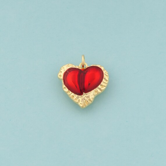 Gold Heart Charms,Love Jewelry,Enamel Heart Pendant for DIY Jewelry Making,18K Gold