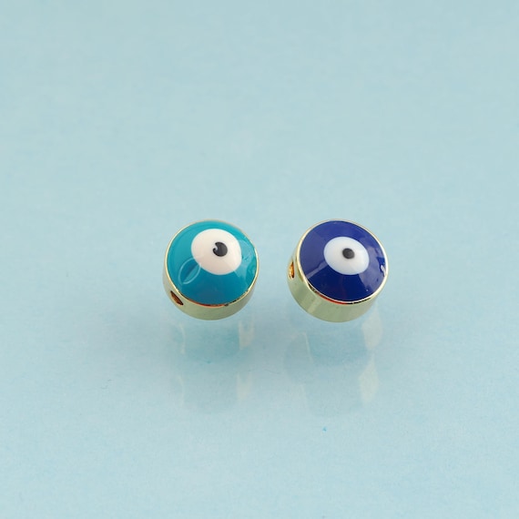 Enamel Evil Eye Spacer Beads,Devil Eye Beads,Evil Eye Beads for DIY Jewelry Making,18K Gold