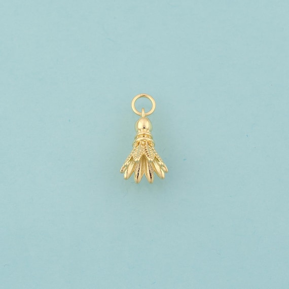 Gold Badminton Charms,Badminton Jewelry,Badminton Pendant for DIY Jewelry Making,18K Gold