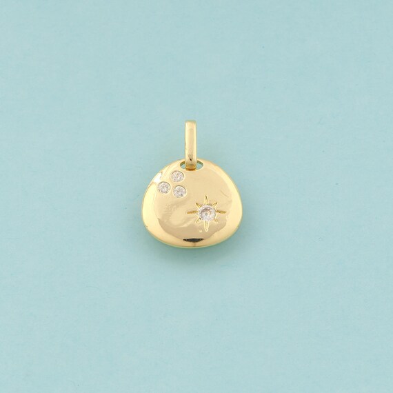 Gold CZ Polaris Charms,Celestial Jewelry,Starburst Pendant for DIY Jewelry Making,18K Gold