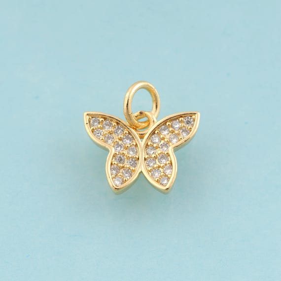 Gold CZ Butterfly Charms,Insect Jewelry,Butterfly Pendant for DIY Jewelry Making,18K Gold