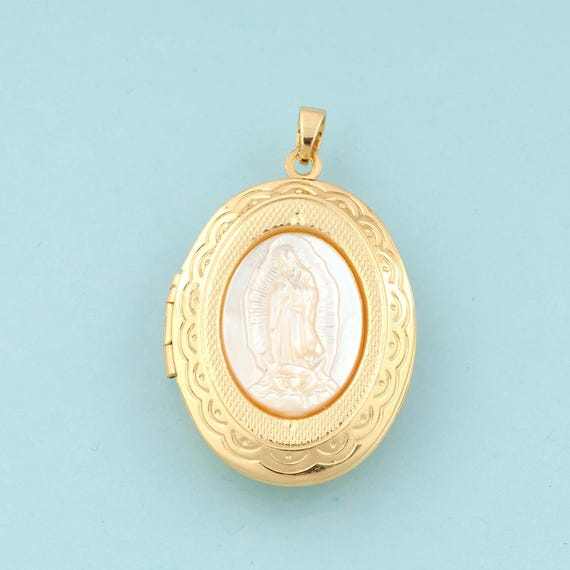 Gold Virgin Mary Charms,Photo Frame Jewelry,Catholic Pendant for DIY Jewelry Making,18K Gold